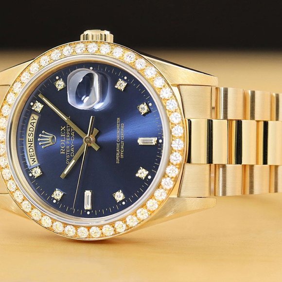 Rolex Day-Date Men's 1.5CT+ Diamond Watch w/ factory box + hang tag - Picture 3 of 9